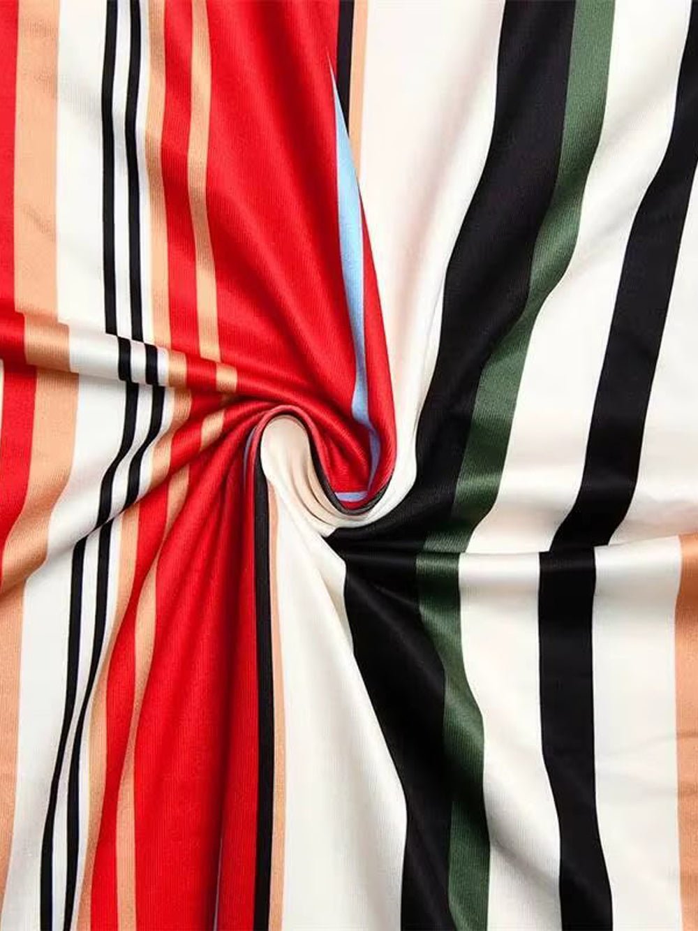Multicolor Vertical Striped Long Sleeve Crew Neck Fitted Maxi Dress