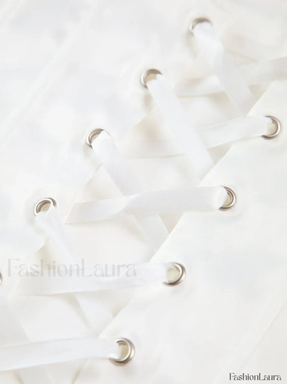 Ivory Glow Tied Crop Corset Top