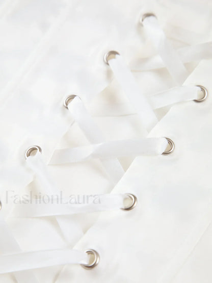 Ivory Glow Tied Crop Corset Top