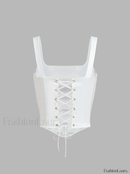 Ivory Glow Tied Crop Corset Top