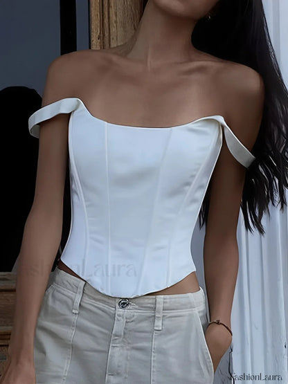 Ivory Glow Tied Trendy Crop Corset Top