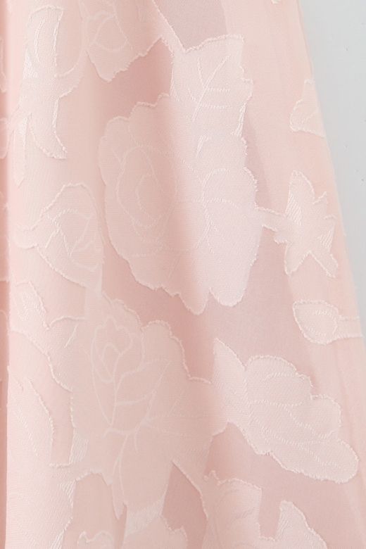 Dusty Pink Spaghetti Strap Square Neck Ruched 3D Petal Applique A-Line Maxi Dress