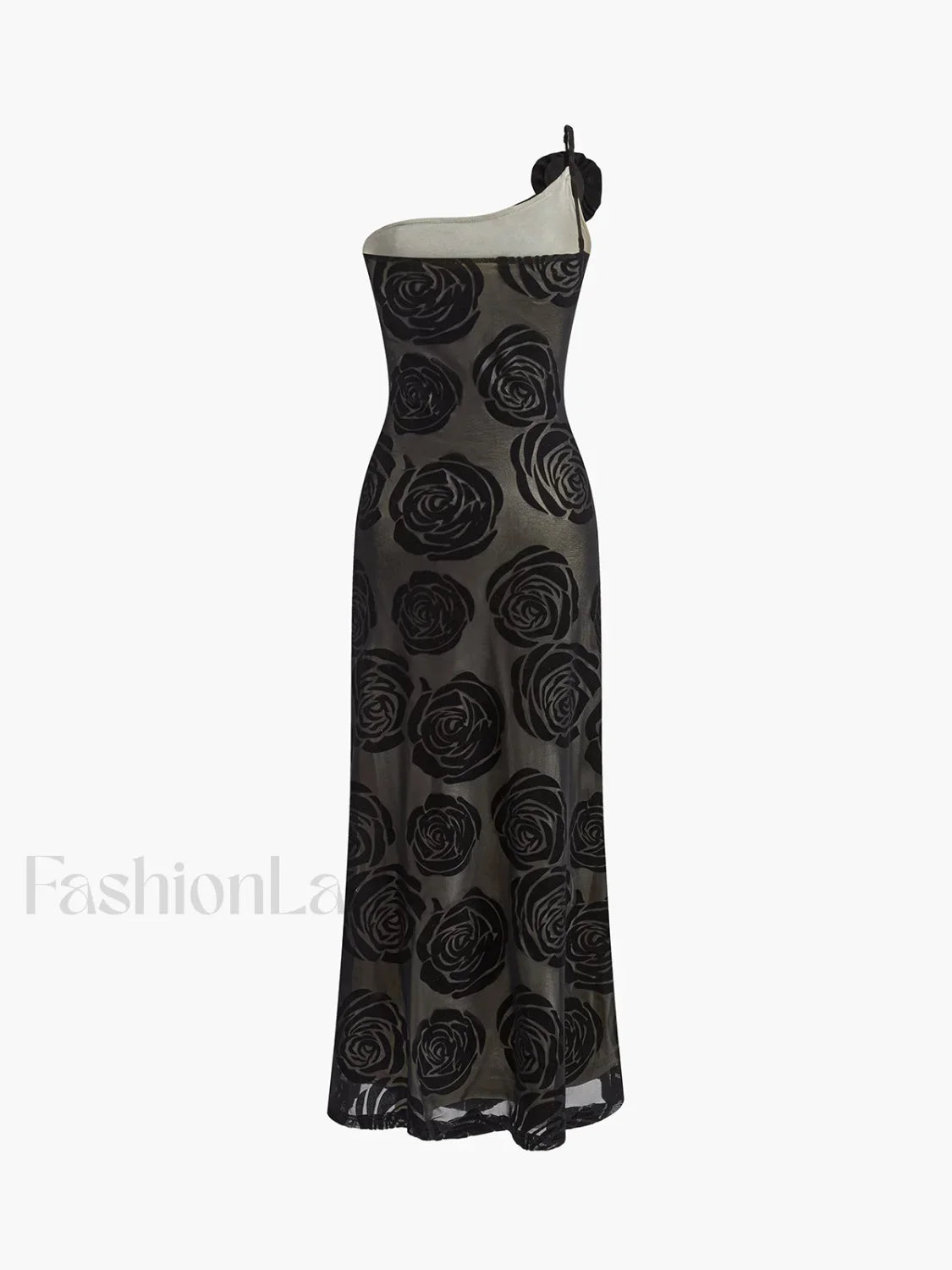Jacquard Floral Asymmetrical Long Dress