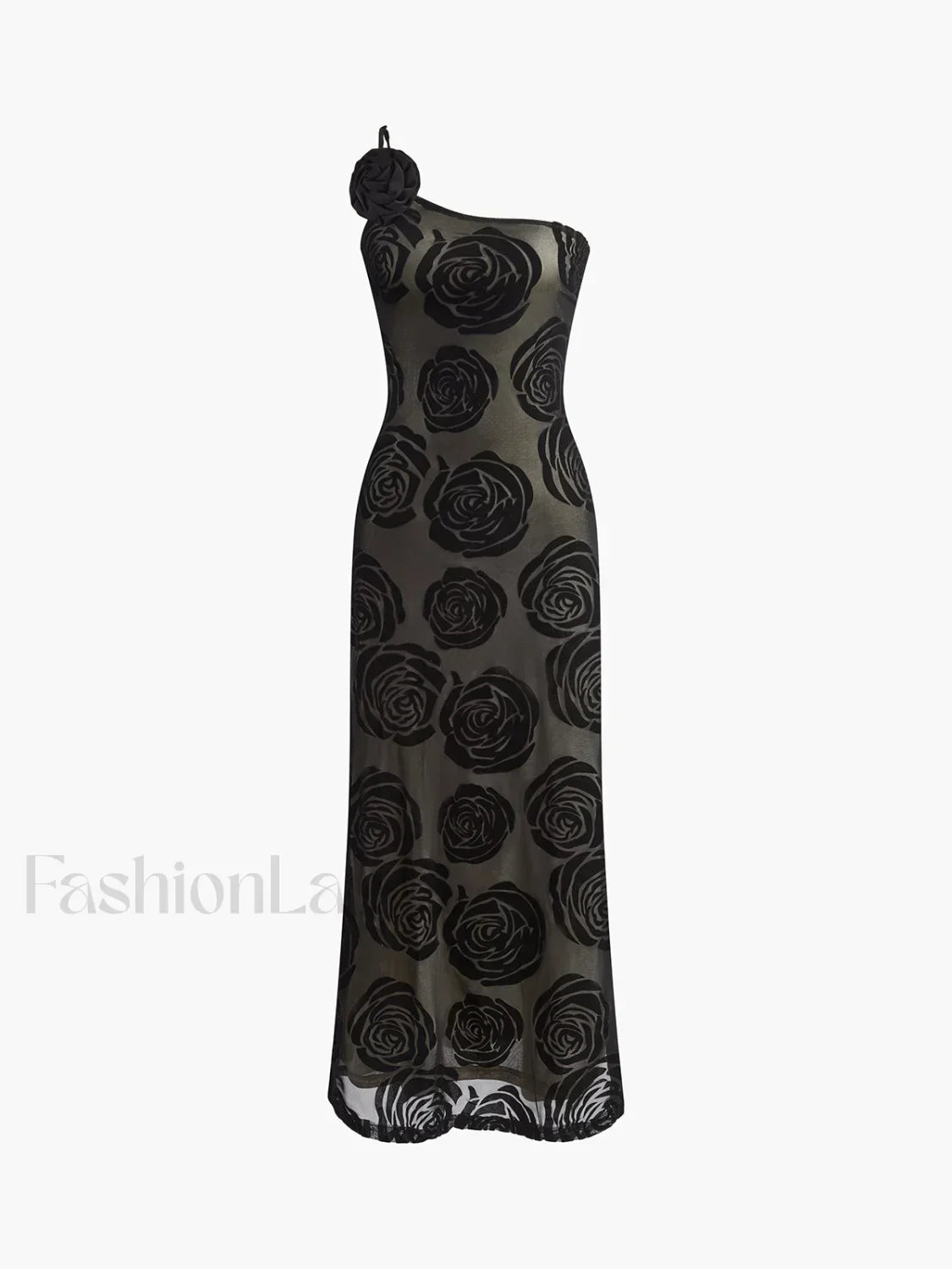 Jacquard Floral Asymmetrical Long Dress