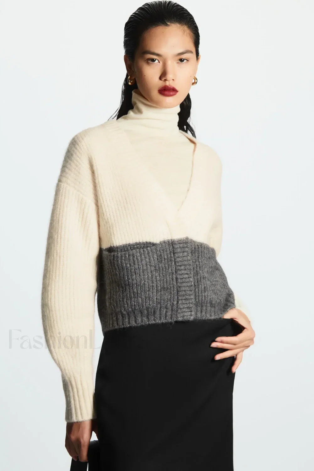 Jacquard Knit Wool Blend Cardigan