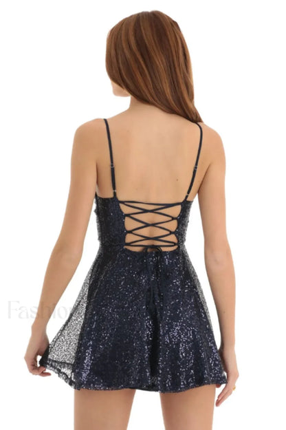 Jewel Sequin Stylish Cowl Neck Dress