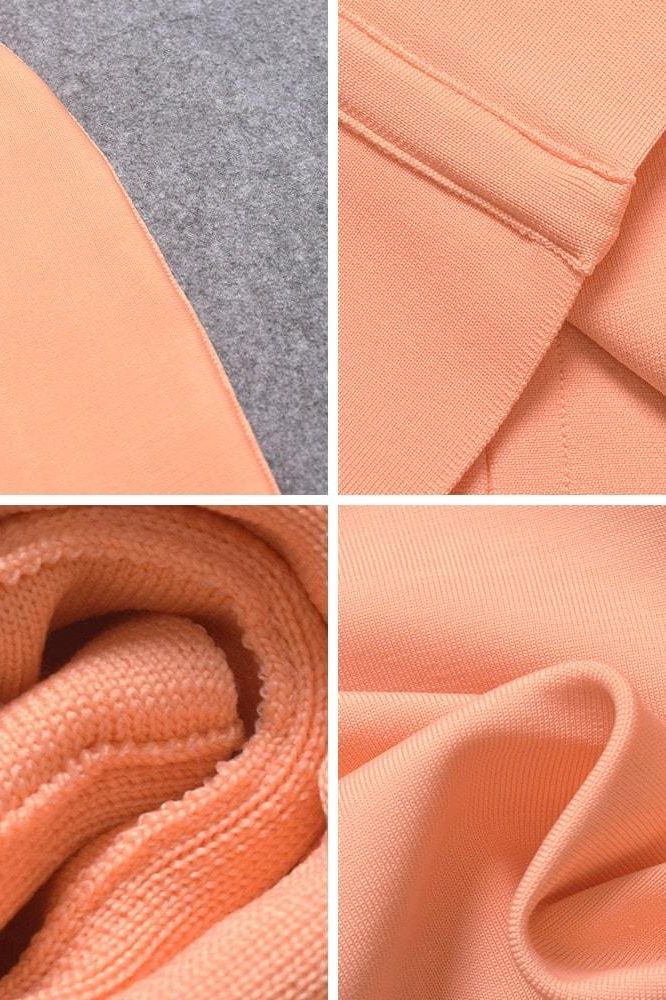 Peach One Shoulder Sleeveless Bodycon Midi Dress
