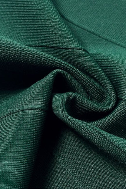 Emerald Green Wide Strap Tiered Bandage Bodycon Mini Dress
