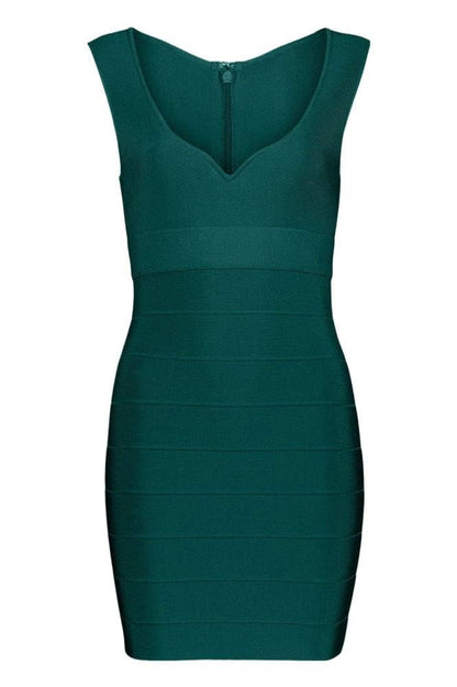 Emerald Green Wide Strap Tiered Bandage Bodycon Mini Dress