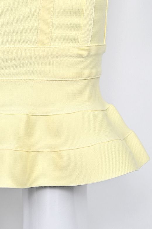 Sun Yellow Bandage Spaghetti Strap Sweetheart Bustier Mermaid Hem Midi Dress