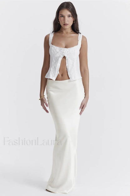 Juana White Stylish Broderie Anglaise Top