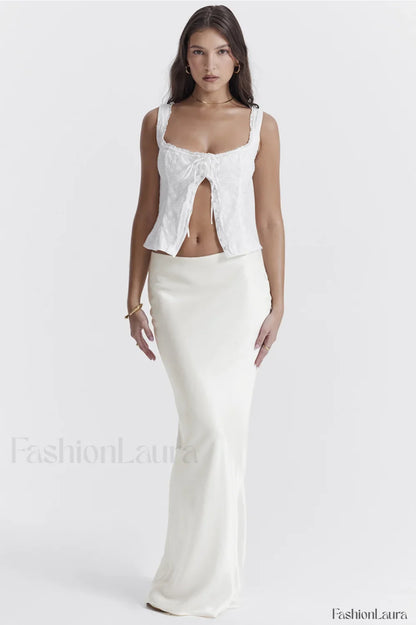 Juana White Stylish Broderie Anglaise Top