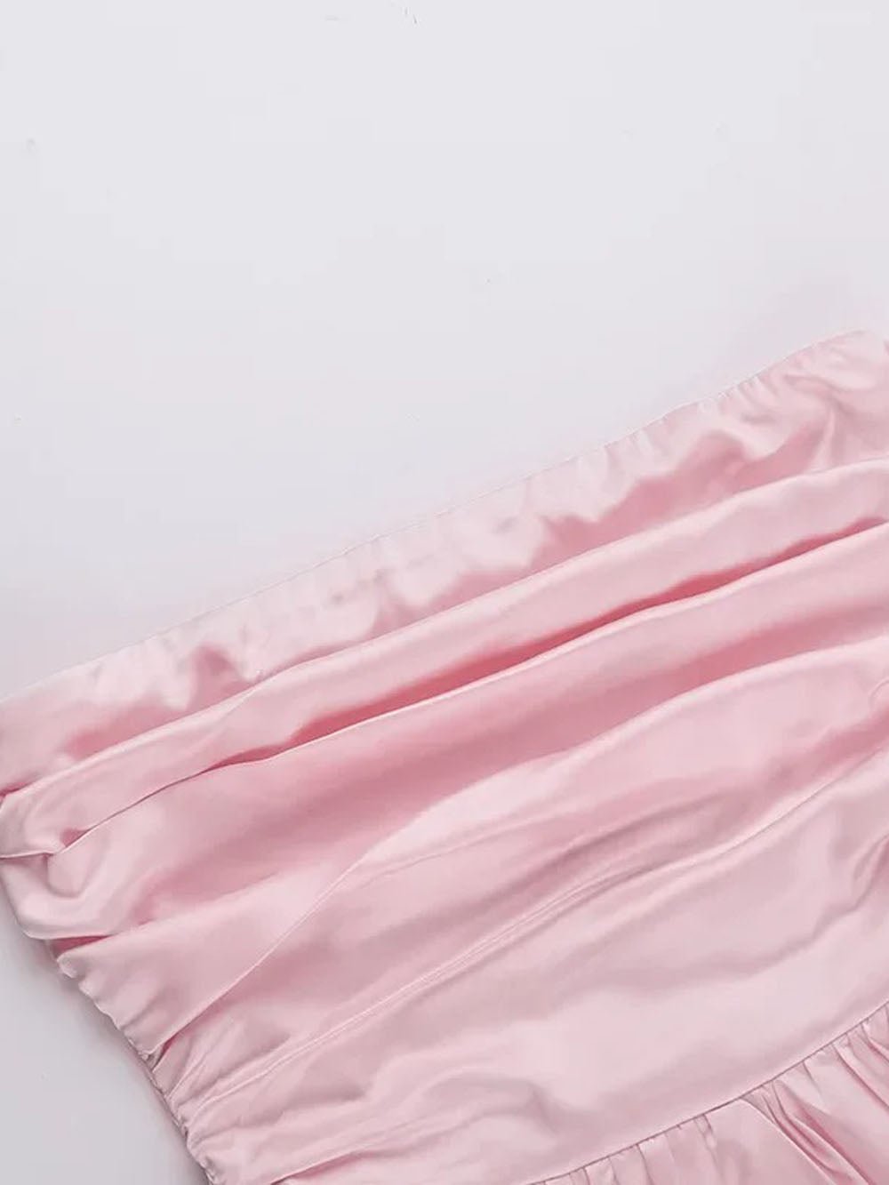 Satin Strapless Ruched Bodice Bubble Hem Pleated Mini Party Dress