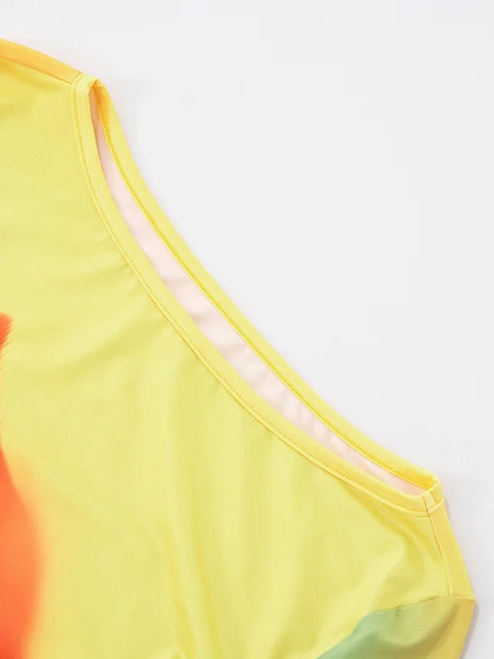 Yellow Long Sleeve Boat Neck Abstract Print Bodycon Maxi Dress