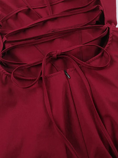 Square Neck Corset Bodice Bubble Hem Mini Dress