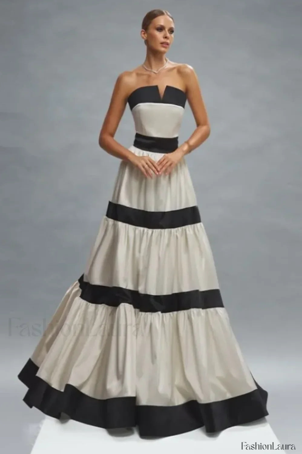 Karen Colorblock Stylish Bowknot Maxi Dress