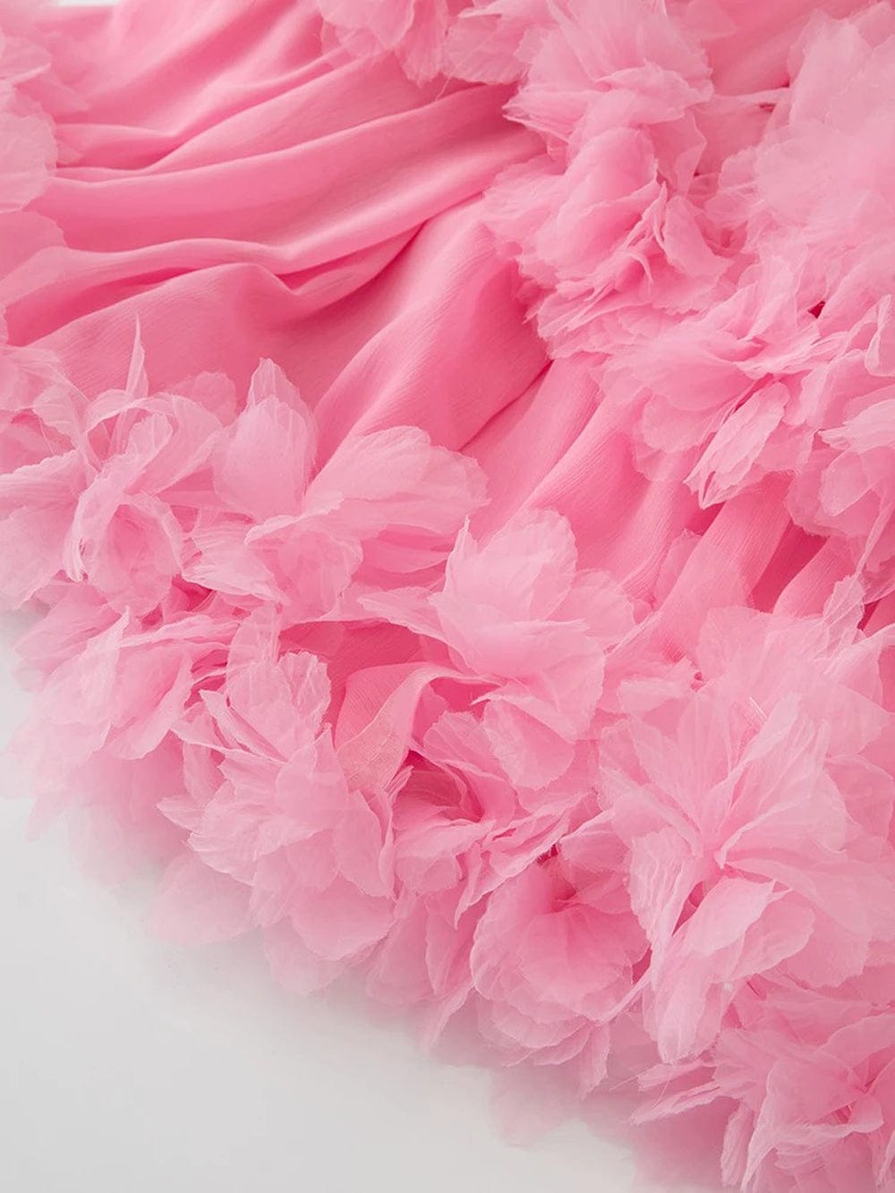 Pink Halter Neck Smocked Waist Tiered Ruffle Trim Chiffon Maxi Dress