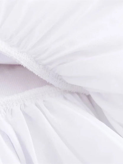 White Strapless Tiered Ruffle Hem Mini Dress