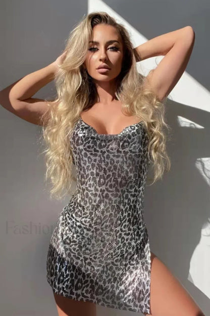 Kenny Chainmail Cowl Charming Neck Halter Dress