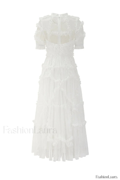 Kinley Ruched Ruffle Charming Hem Maxi Dress