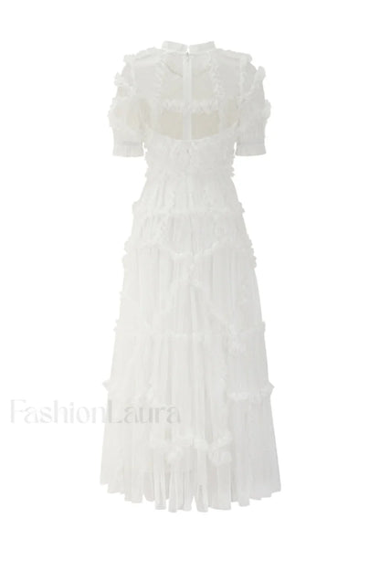 Kinley Ruched Ruffle Charming Hem Maxi Dress