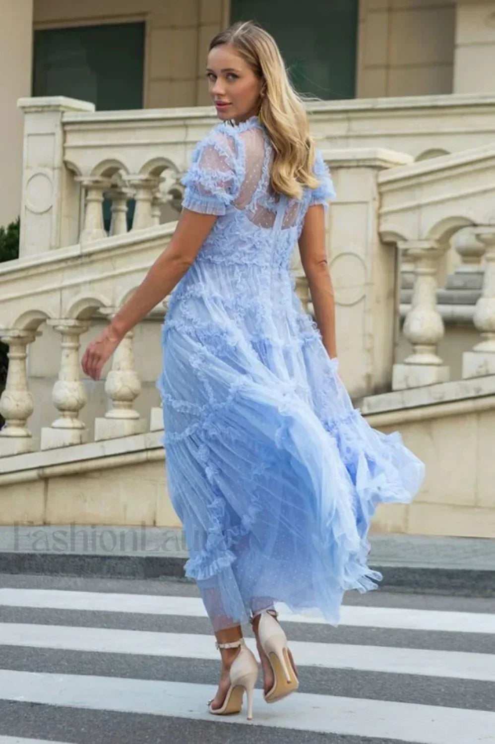 Kinley Ruched Ruffle Charming Hem Maxi Dress