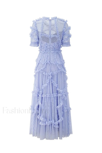 Kinley Ruched Ruffle Charming Hem Maxi Dress