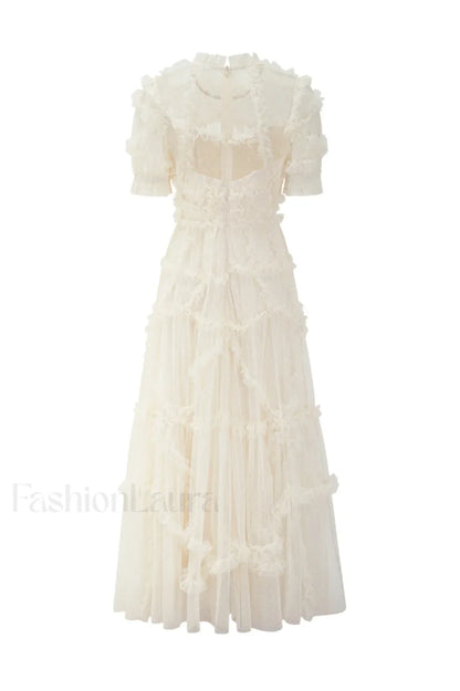 Kinley Ruched Ruffle Charming Hem Maxi Dress