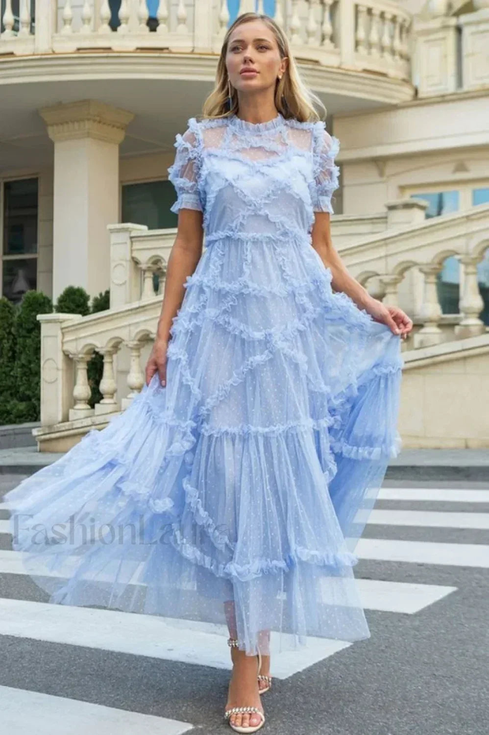 Kinley Ruched Ruffle Charming Hem Maxi Dress