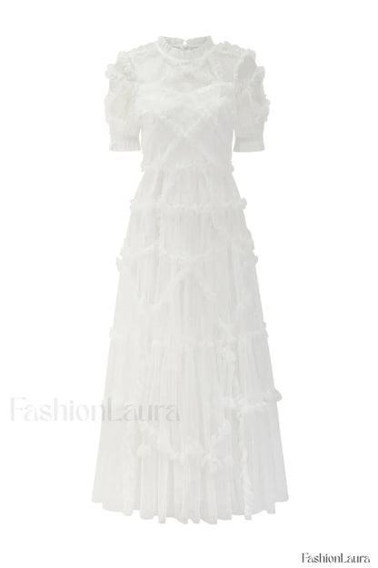 Kinley Ruched Ruffle Charming Hem Maxi Dress