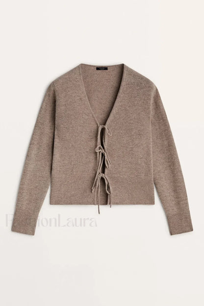 Knot Design Wool Blend Cardigan