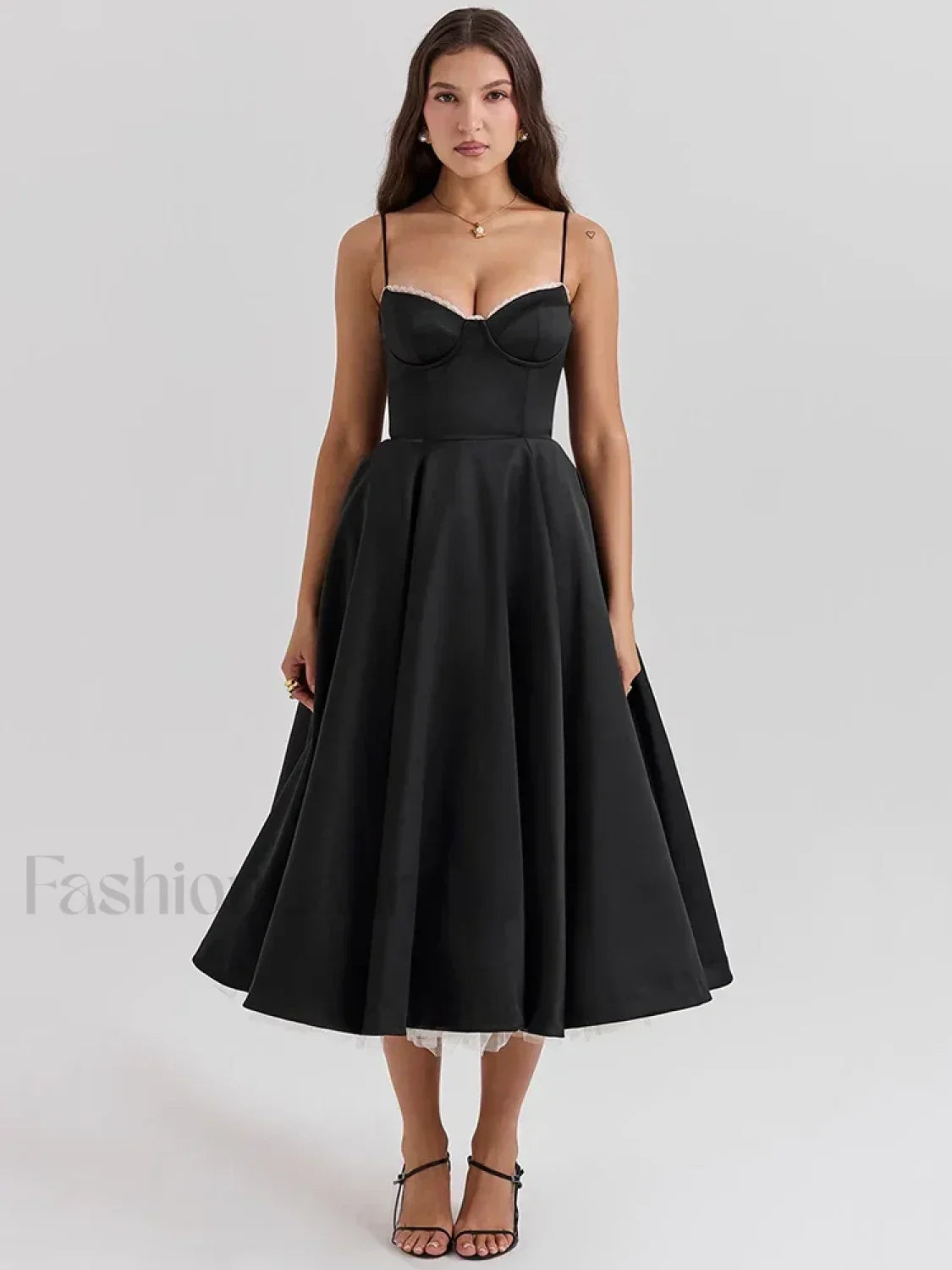 Lace-Draped Off-Shoulder Midi Dress