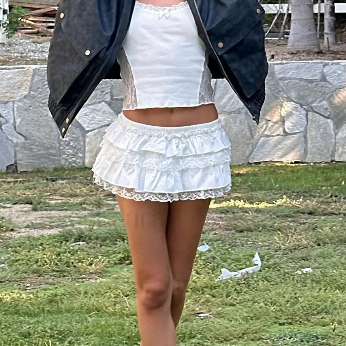 Lace Tiered Layered Skirt