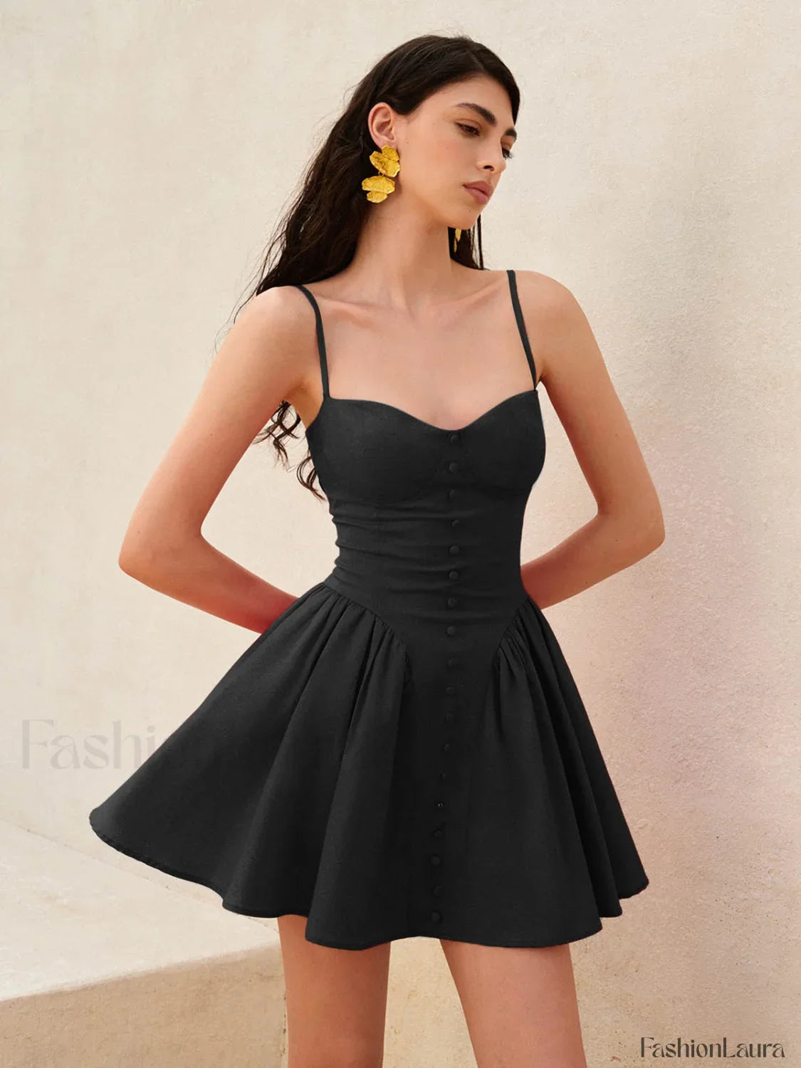 Lace-Up Back Cami Dress