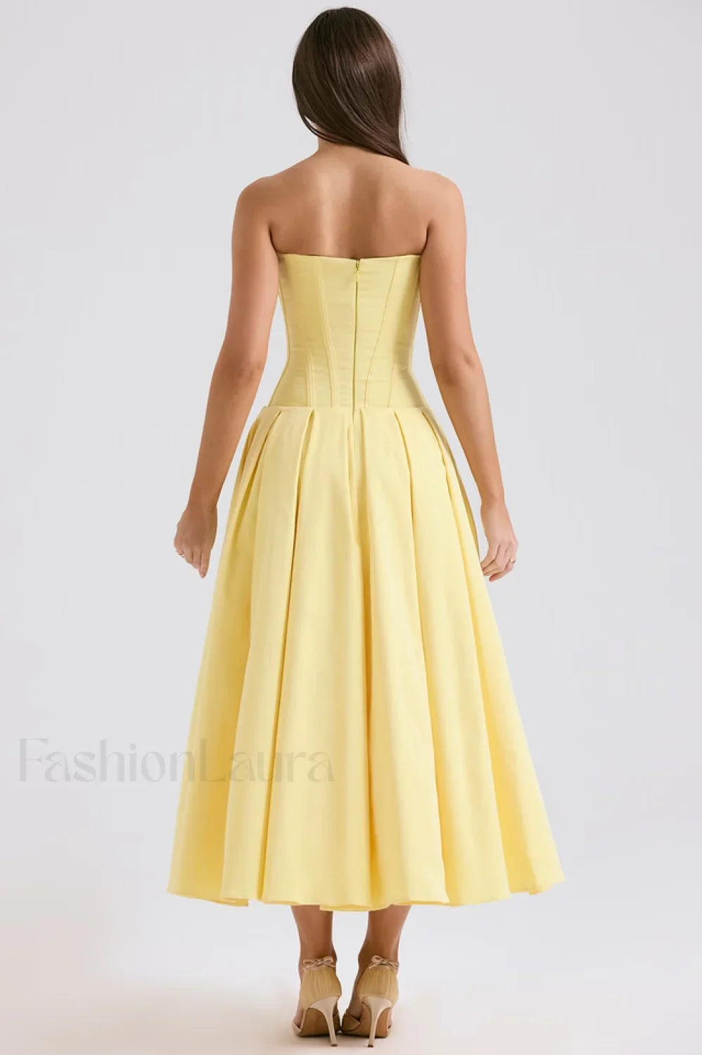 Lady Black Stylish Strapless Midi Dress