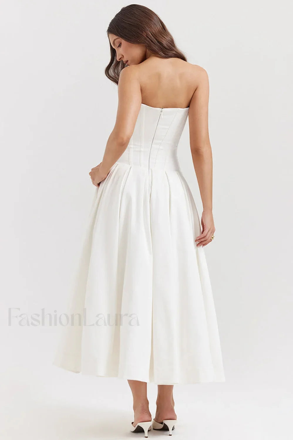 Lady Black Stylish Strapless Midi Dress
