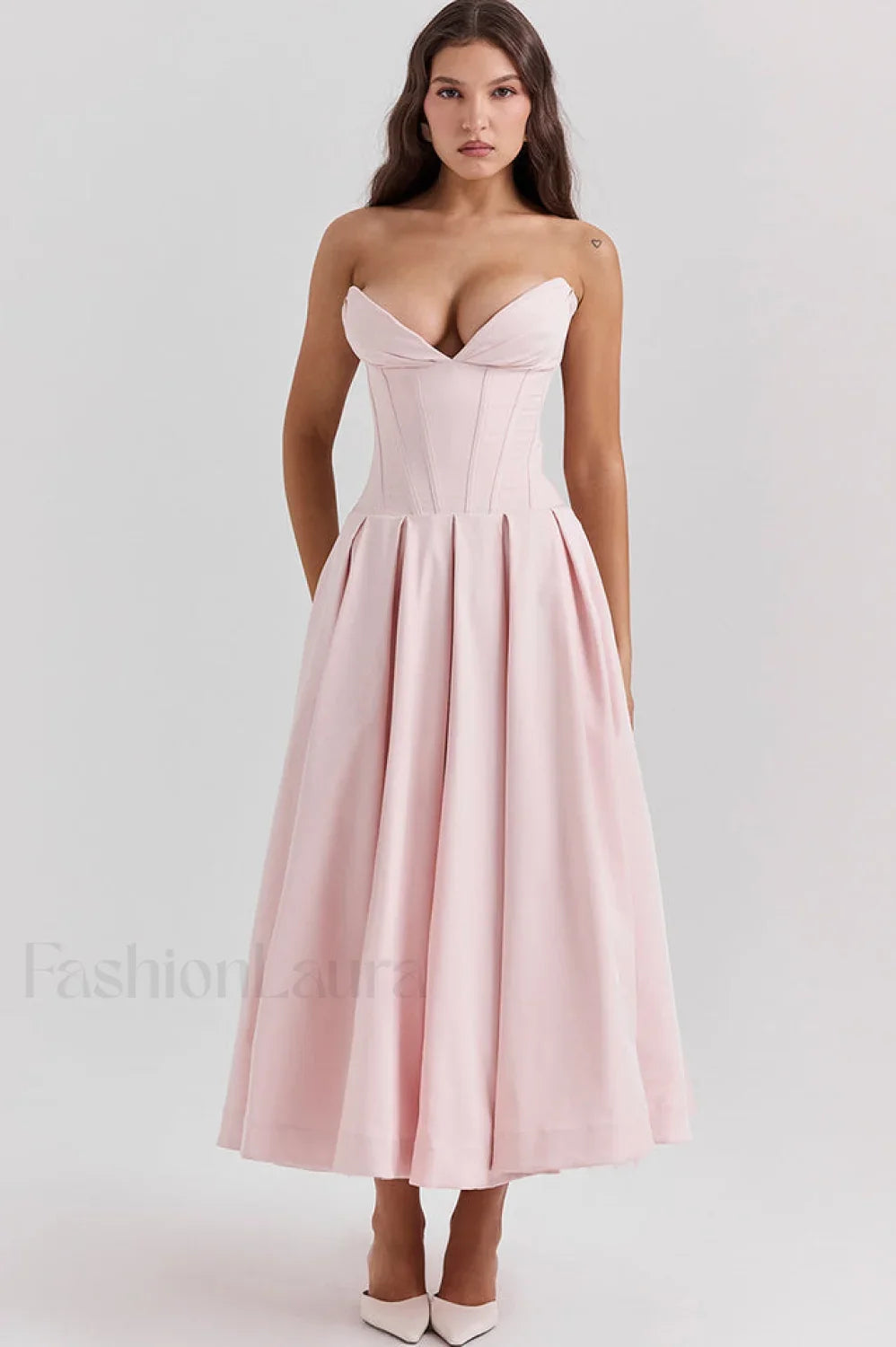 Lady Black Stylish Strapless Midi Dress