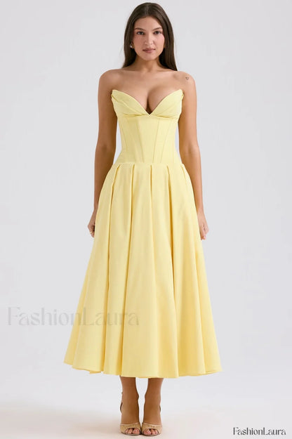 Lady Black Stylish Strapless Midi Dress