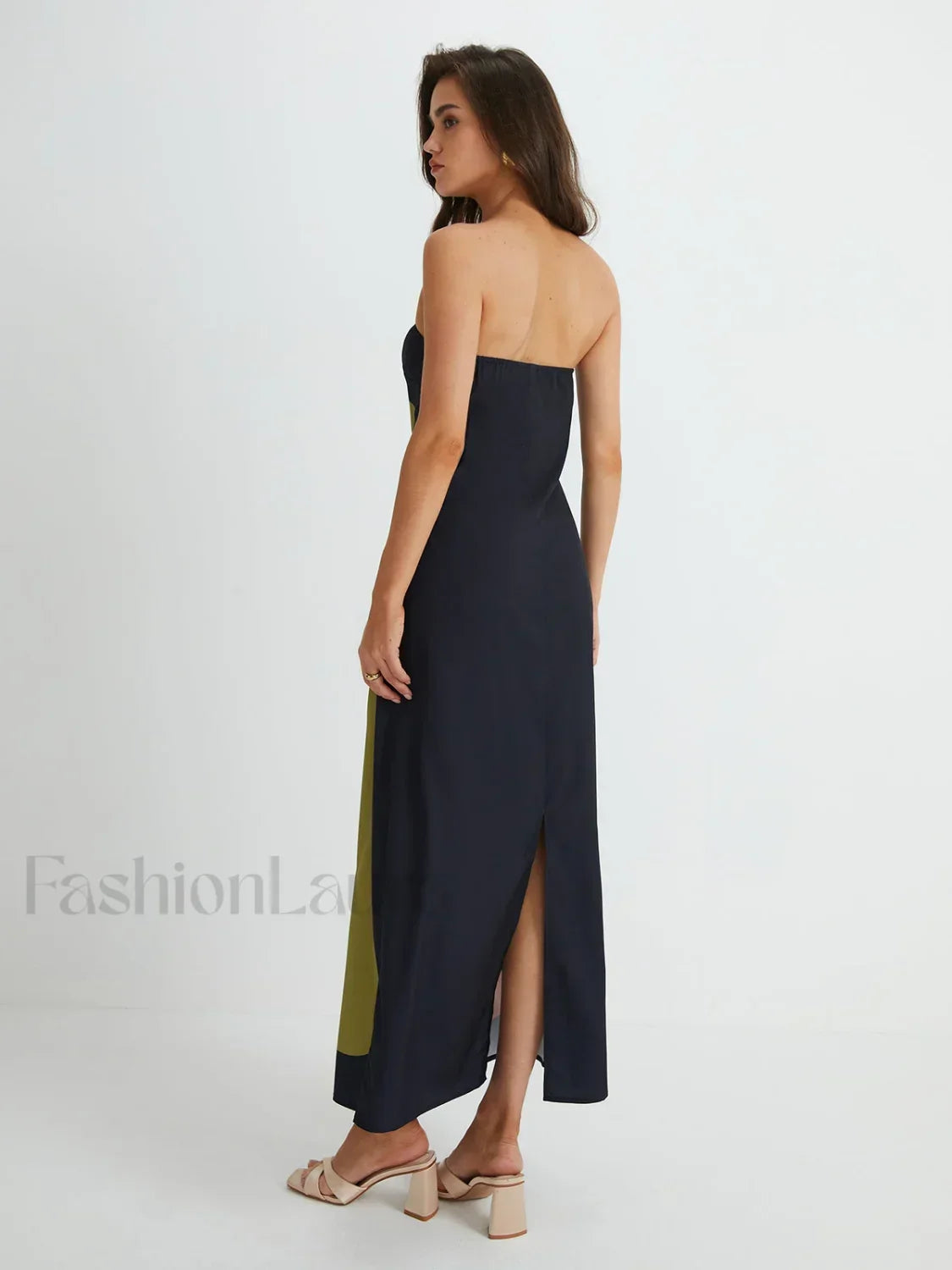 Large Floral Print Split Tube Maxi Dress