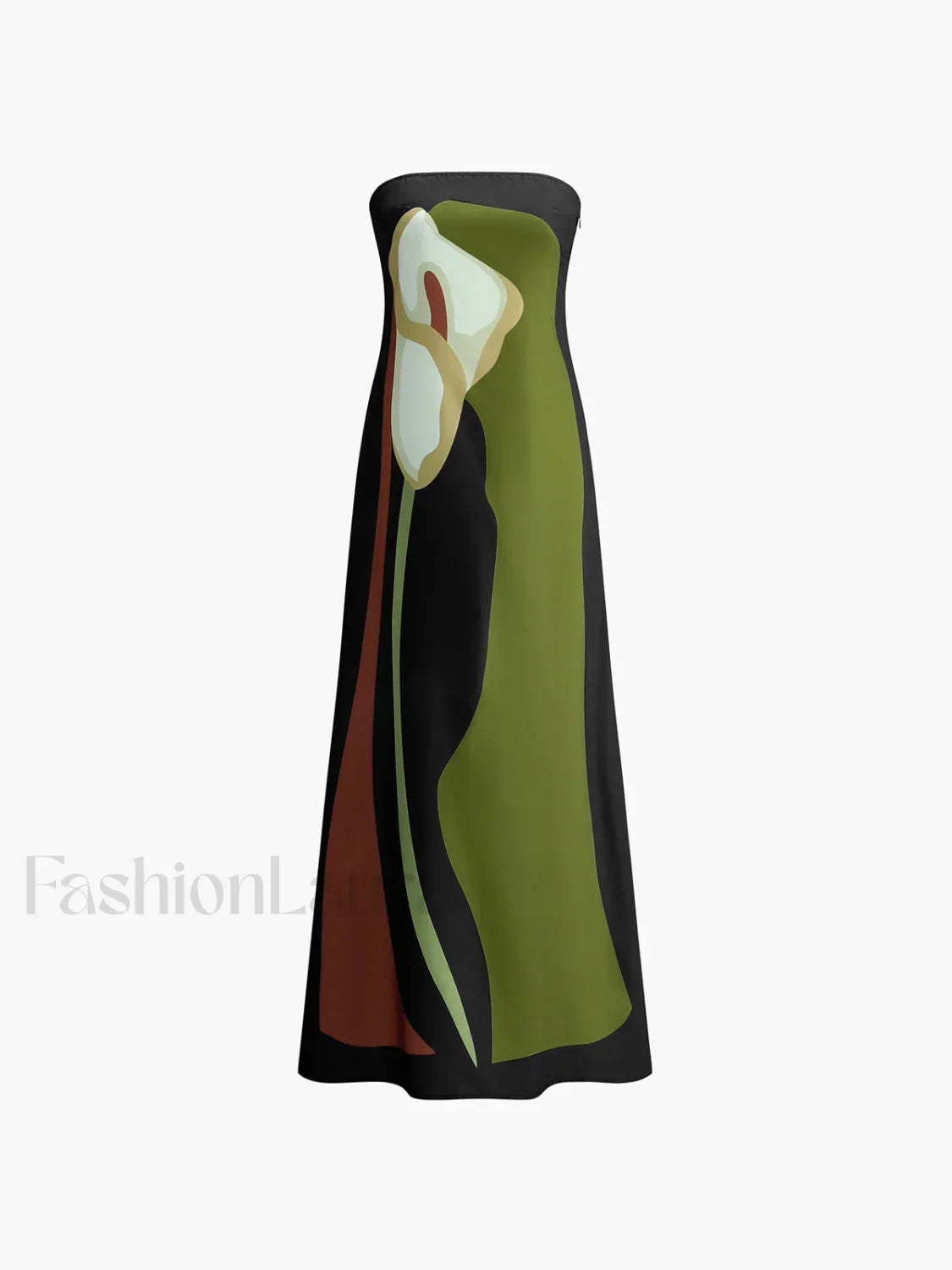 Large Floral Print Split Tube Maxi Dress