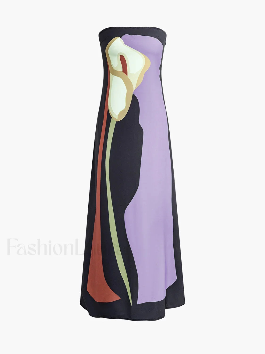 Large Floral Print Split Tube Maxi Dress