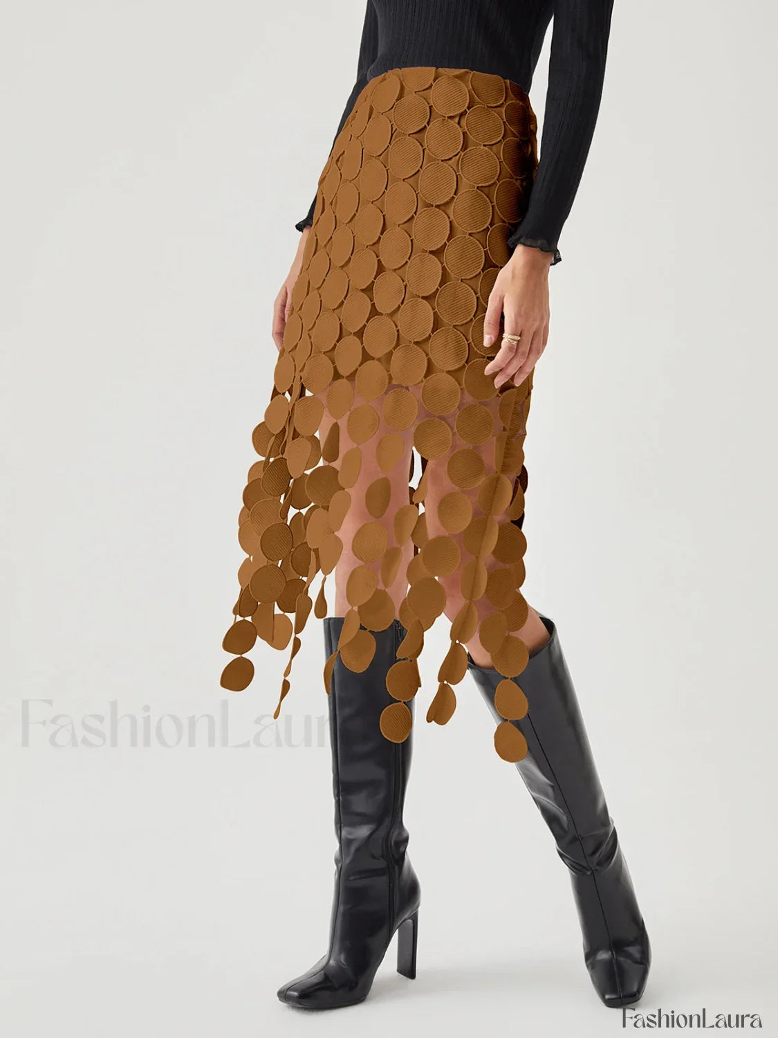Laser Cut Multi Trendy Circle Double Layered Skirt