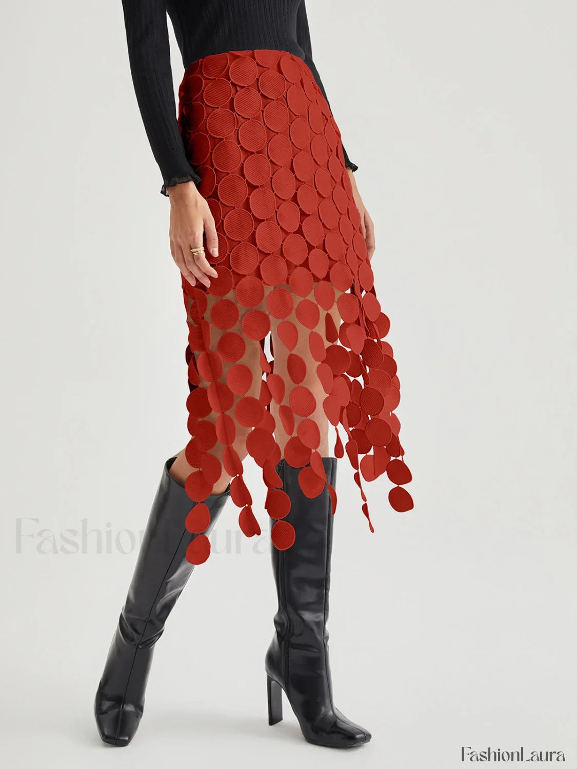 Laser Cut Multi Trendy Circle Double Layered Skirt