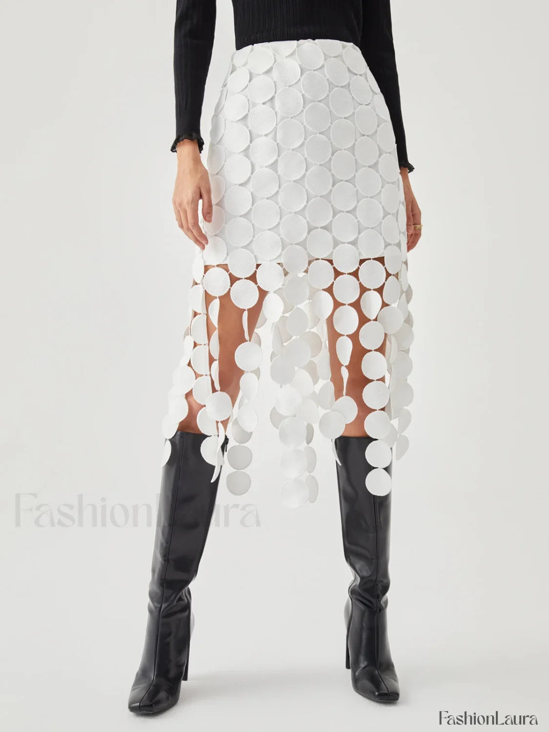 Laser Cut Multi Trendy Circle Double Layered Skirt