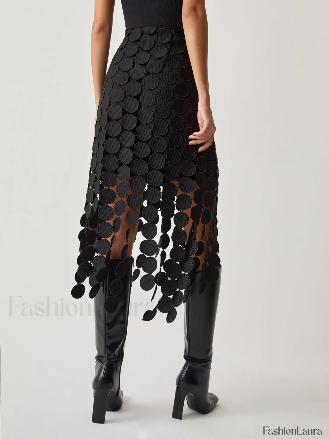 Laser Cut Multi Trendy Circle Double Layered Skirt