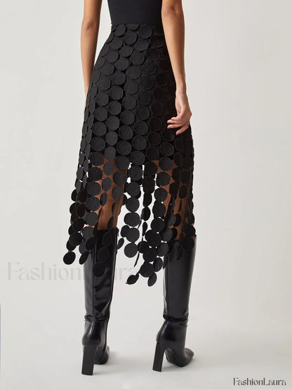 Laser Cut Multi Trendy Circle Double Layered Skirt