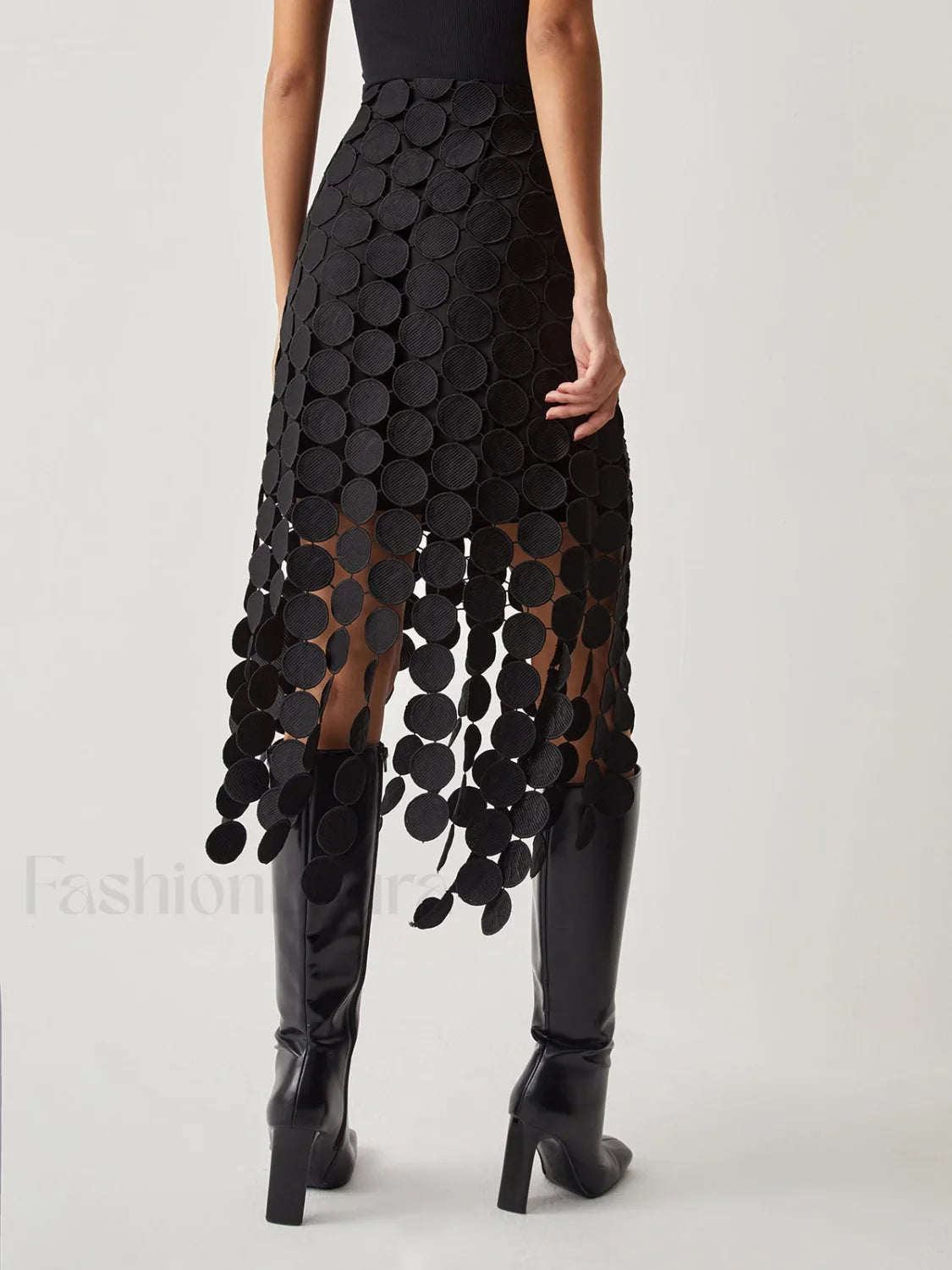 Laser Cut Multi Trendy Circle Double Layered Skirt