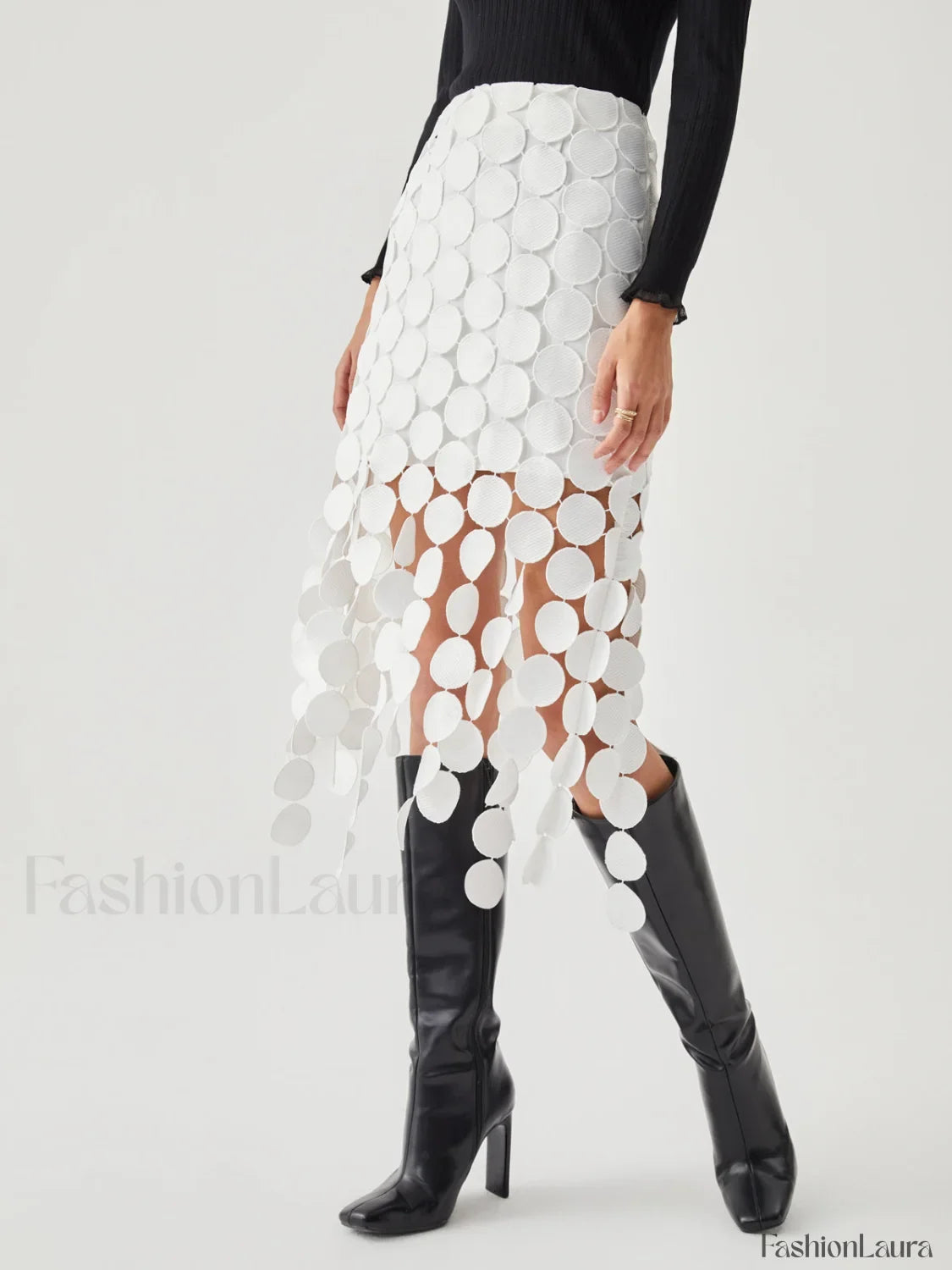 Laser Cut Multi Trendy Circle Double Layered Skirt
