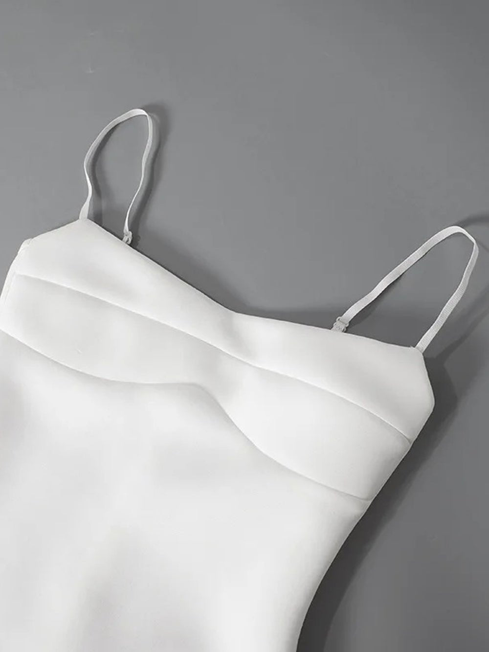 White Spaghetti Strap Bustier Seam Waist Fit and Flare Mini Dress
