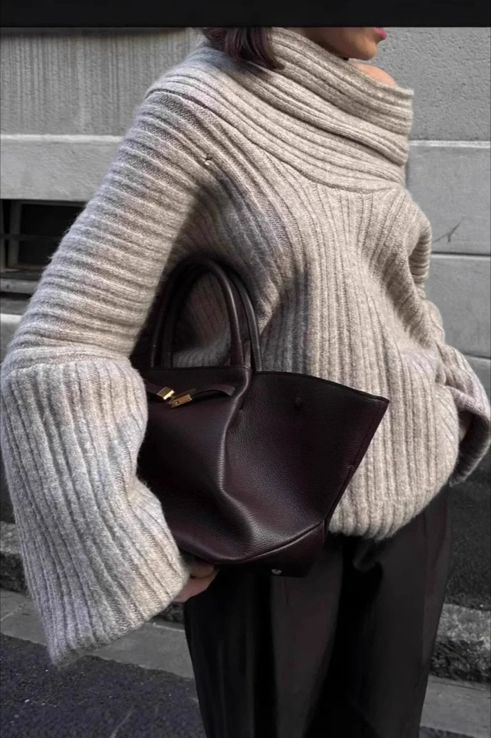 Lazy Chic Off-Shoulder Knit Sweater